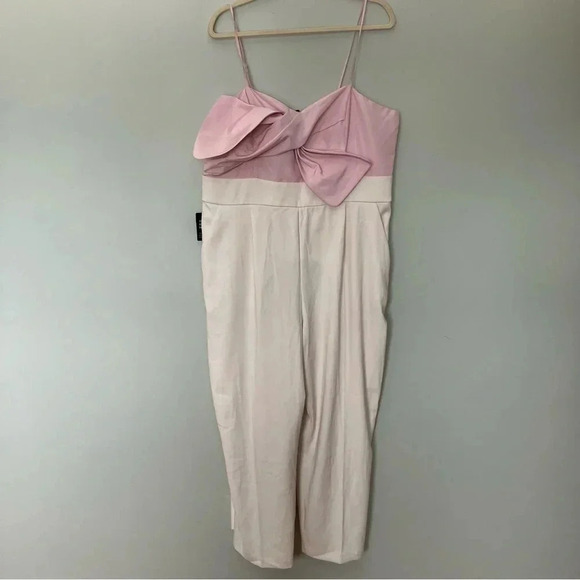 NWT Express Statement Bow Color Block Straight Leg  Jumpsuit - Picture 3 of 15